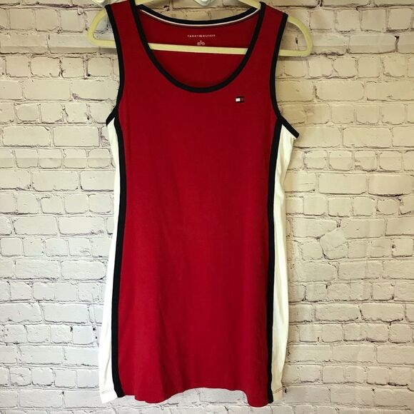 Tommy Hilfiger Americana Preppy Short Red White Blue Cotton Tank Dress Size M - Picture 1 of 10